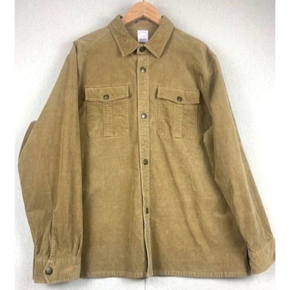Brooks‎ Brothers Men's XL Camel Tan Thick Corduroy Shacket Button-Front
